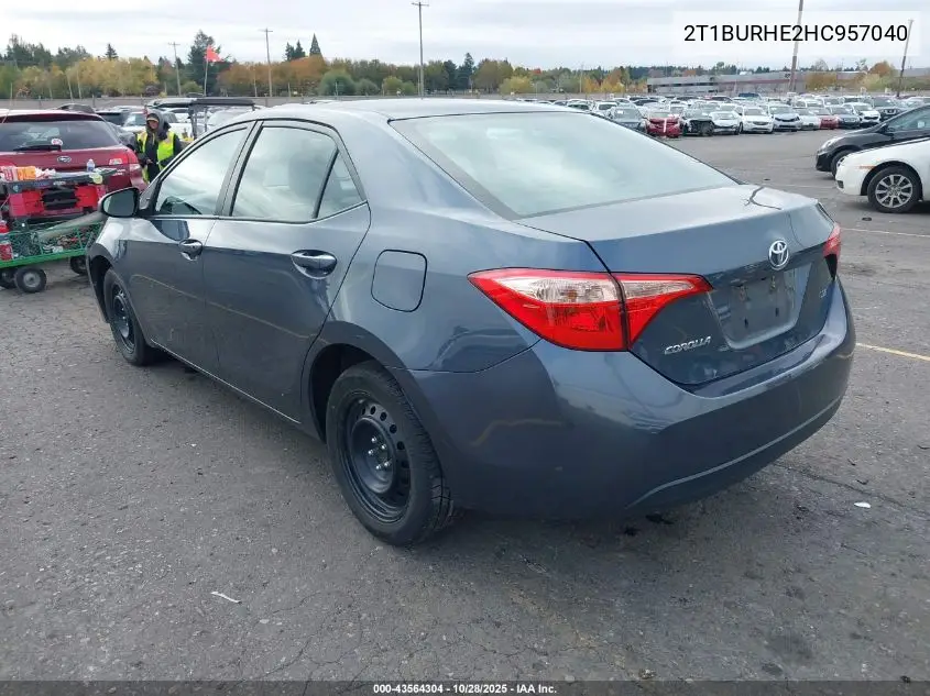 2T1BURHE2HC957040 2017 Toyota Corolla Le