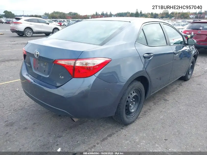 2T1BURHE2HC957040 2017 Toyota Corolla Le