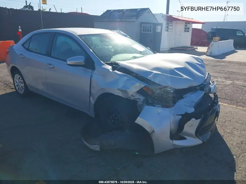 5YFBURHE7HP667750 2017 Toyota Corolla Le