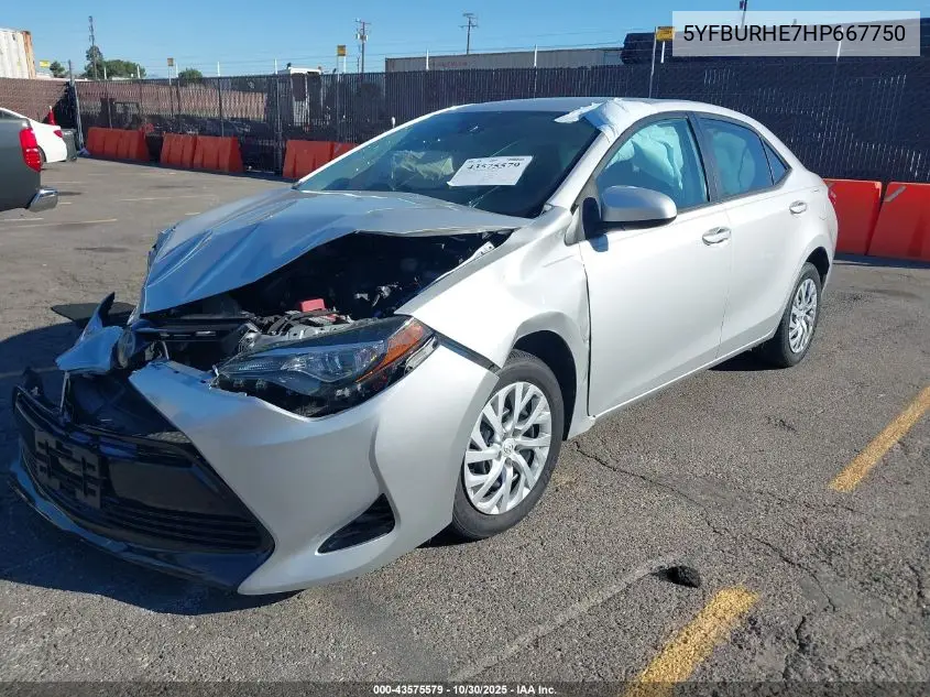 5YFBURHE7HP667750 2017 Toyota Corolla Le