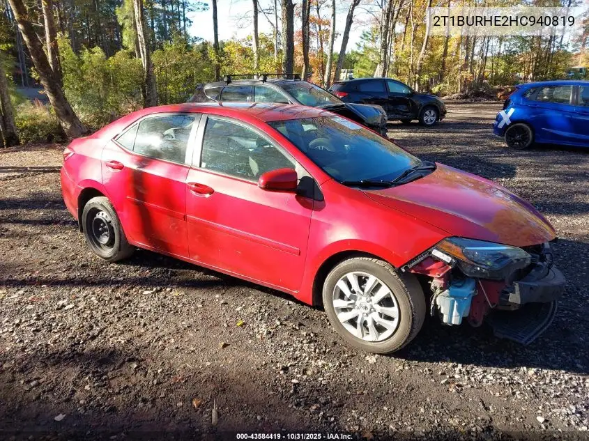 2T1BURHE2HC940819 2017 Toyota Corolla Le