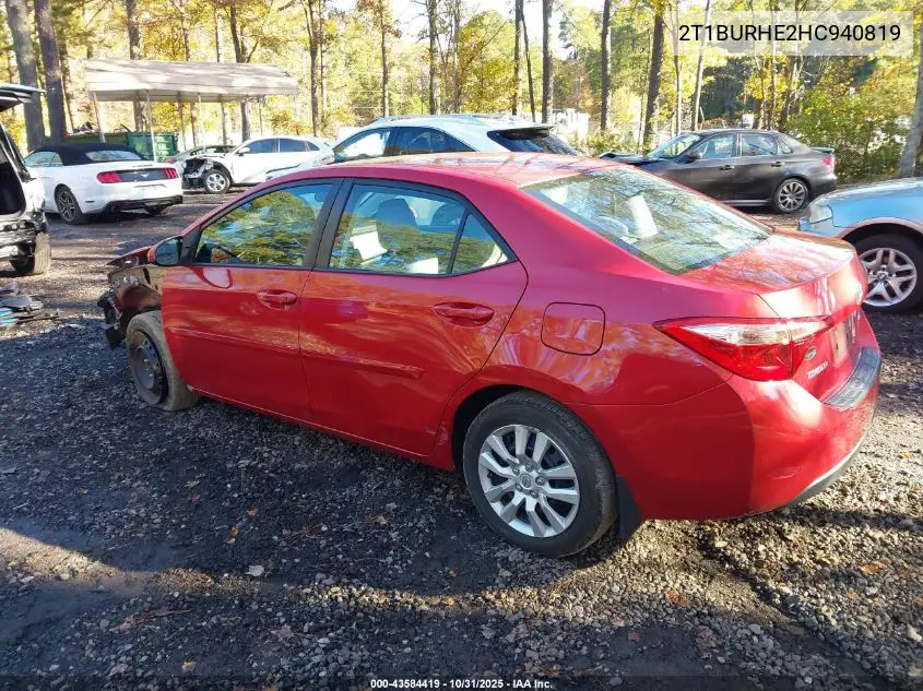 2T1BURHE2HC940819 2017 Toyota Corolla Le