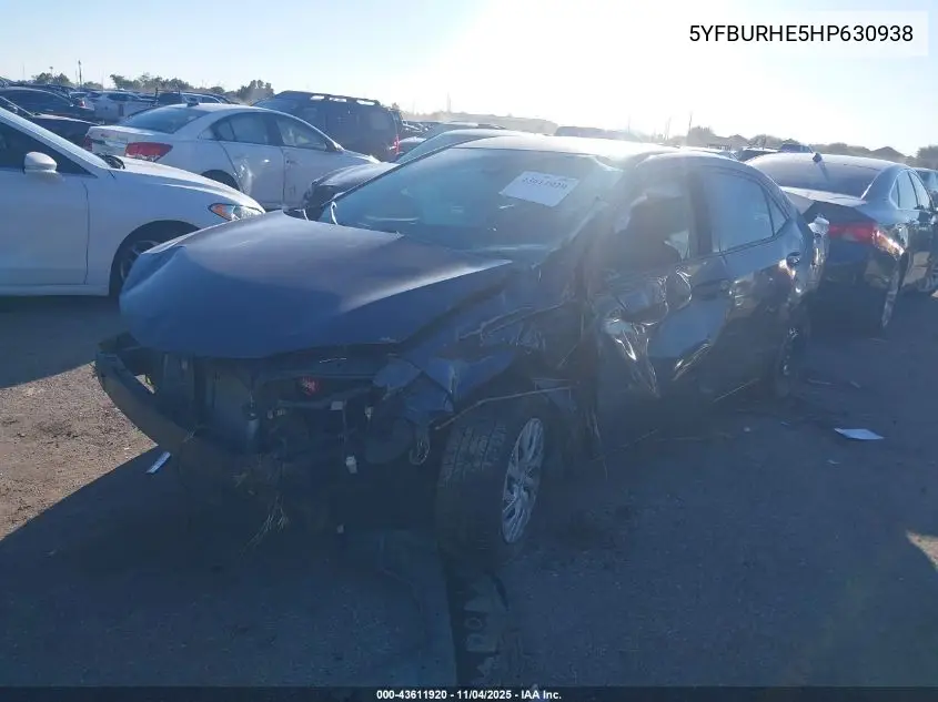 5YFBURHE5HP630938 2017 Toyota Corolla Le