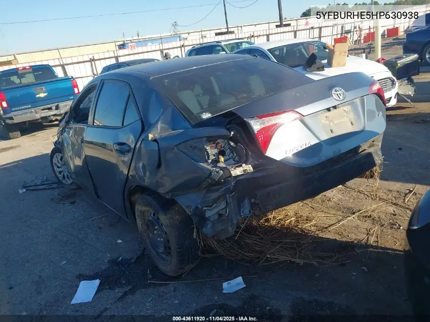 5YFBURHE5HP630938 2017 Toyota Corolla Le