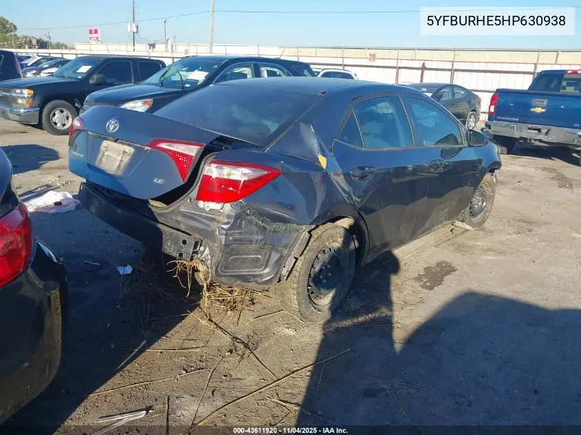 5YFBURHE5HP630938 2017 Toyota Corolla Le