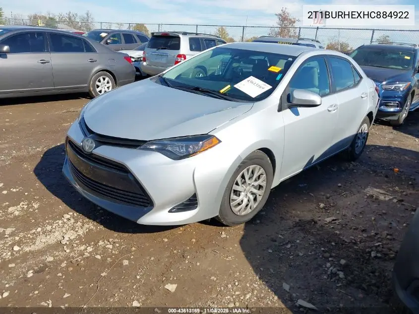2T1BURHEXHC884922 2017 Toyota Corolla Le