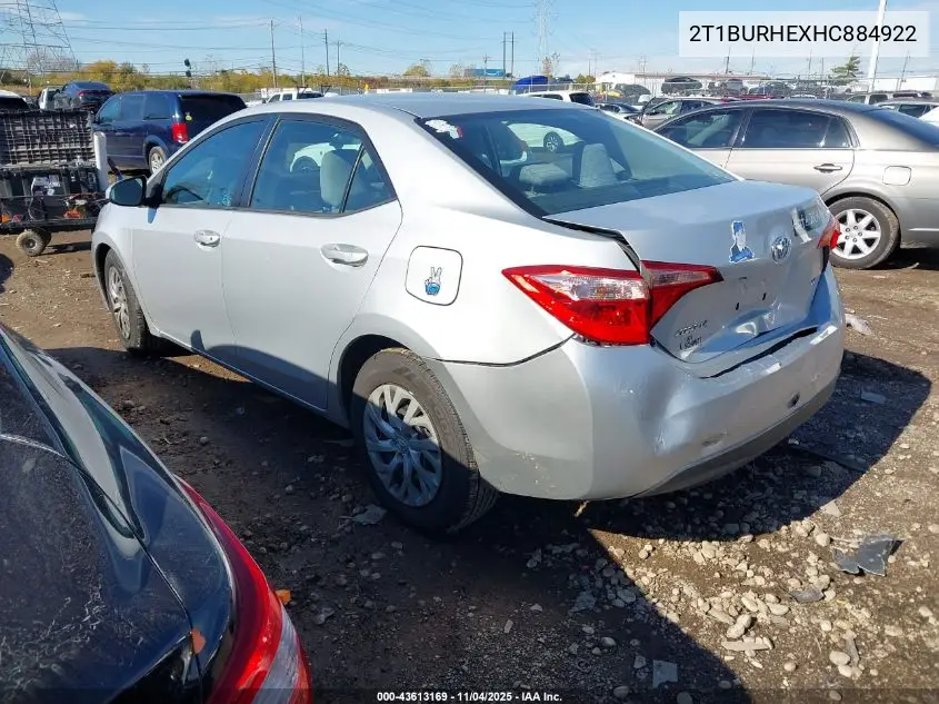 2T1BURHEXHC884922 2017 Toyota Corolla Le