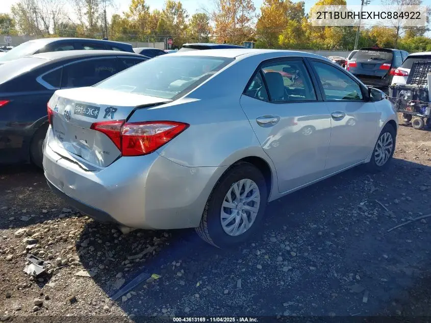 2T1BURHEXHC884922 2017 Toyota Corolla Le