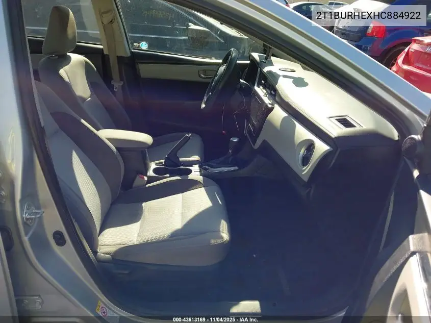 2T1BURHEXHC884922 2017 Toyota Corolla Le