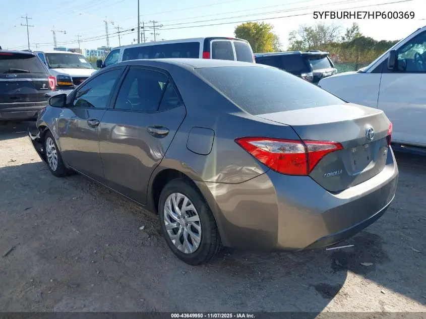 5YFBURHE7HP600369 2017 Toyota Corolla Le