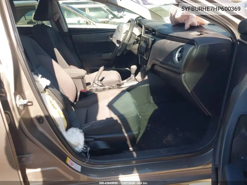 5YFBURHE7HP600369 2017 Toyota Corolla Le