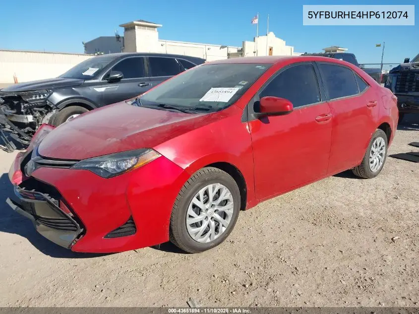 5YFBURHE4HP612074 2017 Toyota Corolla Le