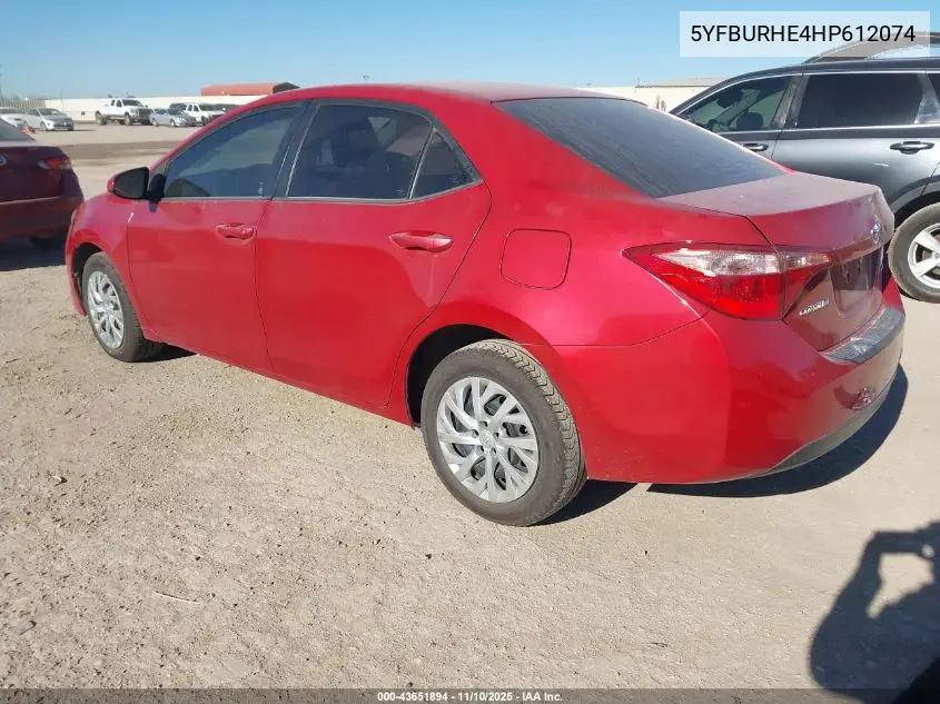 5YFBURHE4HP612074 2017 Toyota Corolla Le