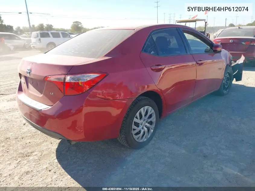 5YFBURHE4HP612074 2017 Toyota Corolla Le