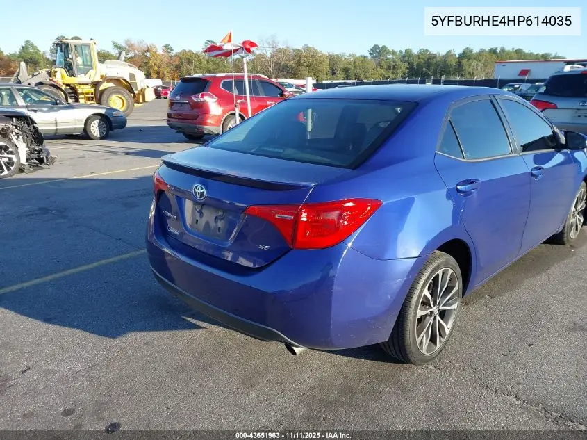 5YFBURHE4HP614035 2017 Toyota Corolla Se