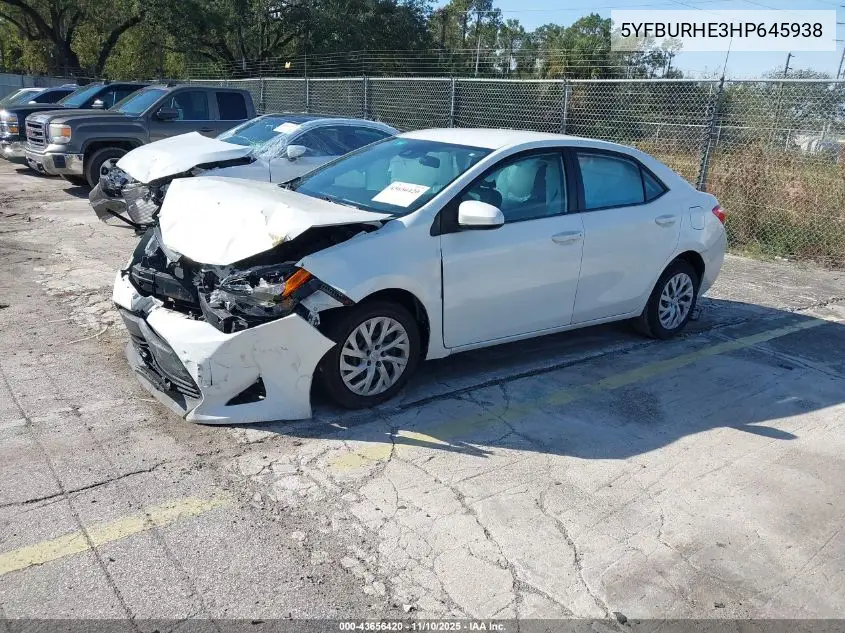 5YFBURHE3HP645938 2017 Toyota Corolla Le