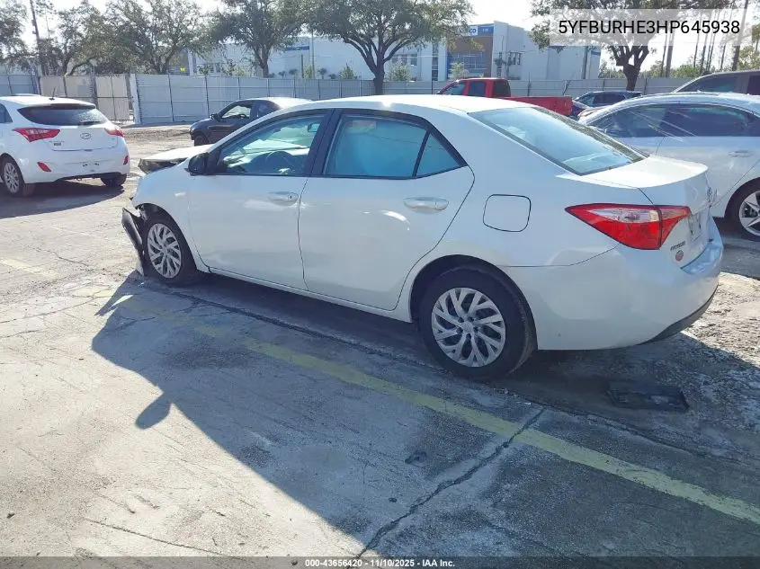 5YFBURHE3HP645938 2017 Toyota Corolla Le