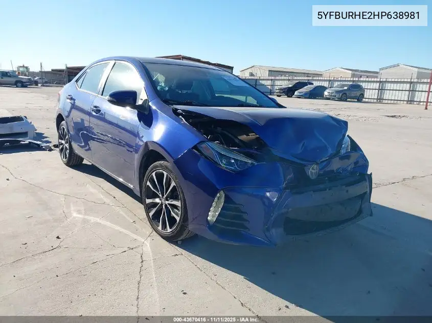 5YFBURHE2HP638981 2017 Toyota Corolla Se