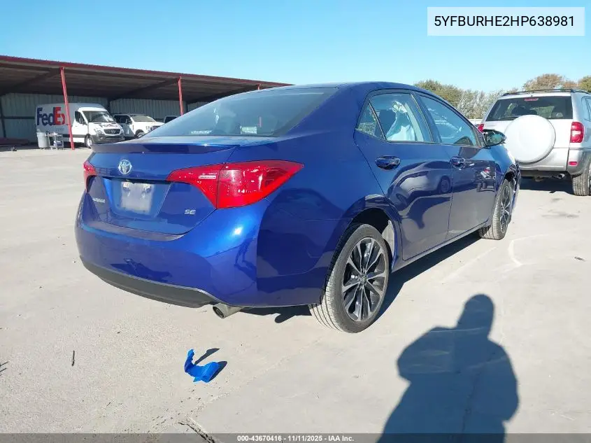 5YFBURHE2HP638981 2017 Toyota Corolla Se
