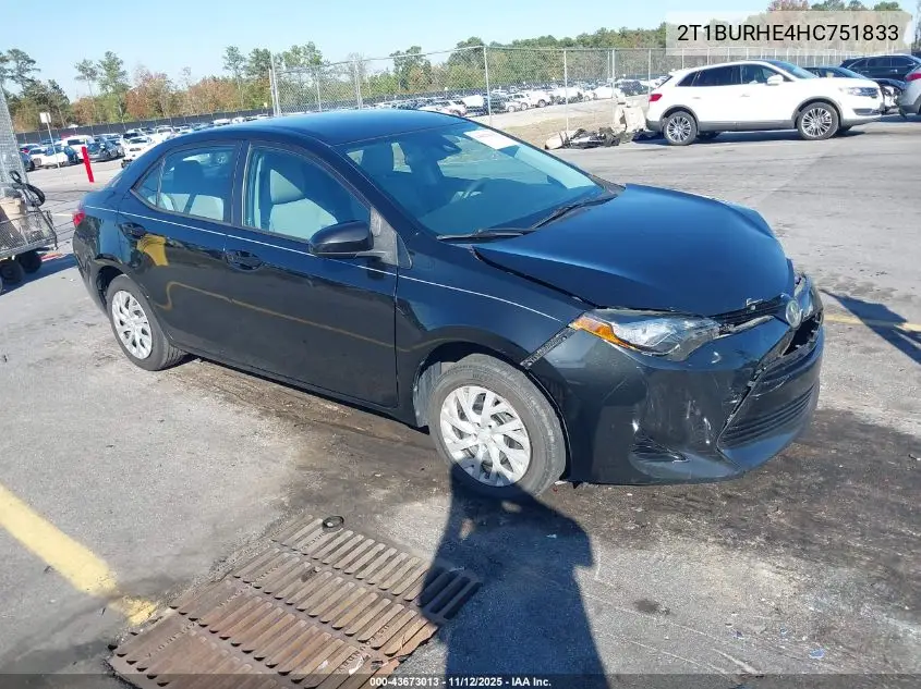 2T1BURHE4HC751833 2017 Toyota Corolla Le