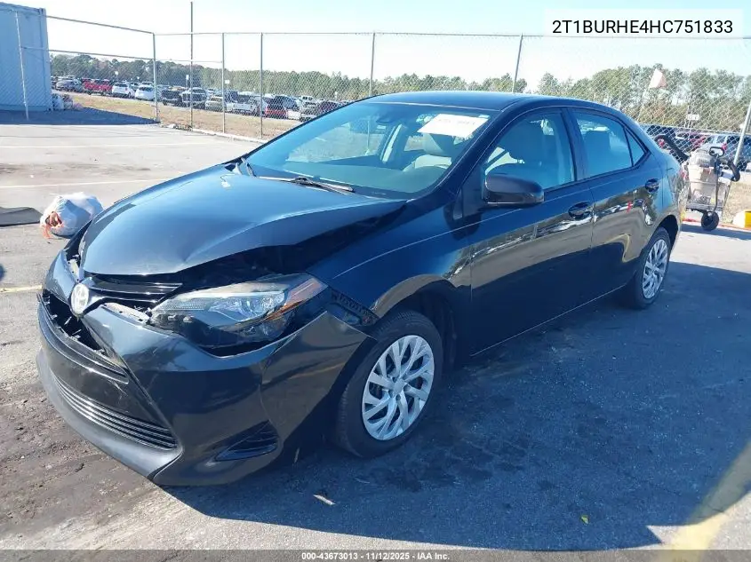 2T1BURHE4HC751833 2017 Toyota Corolla Le