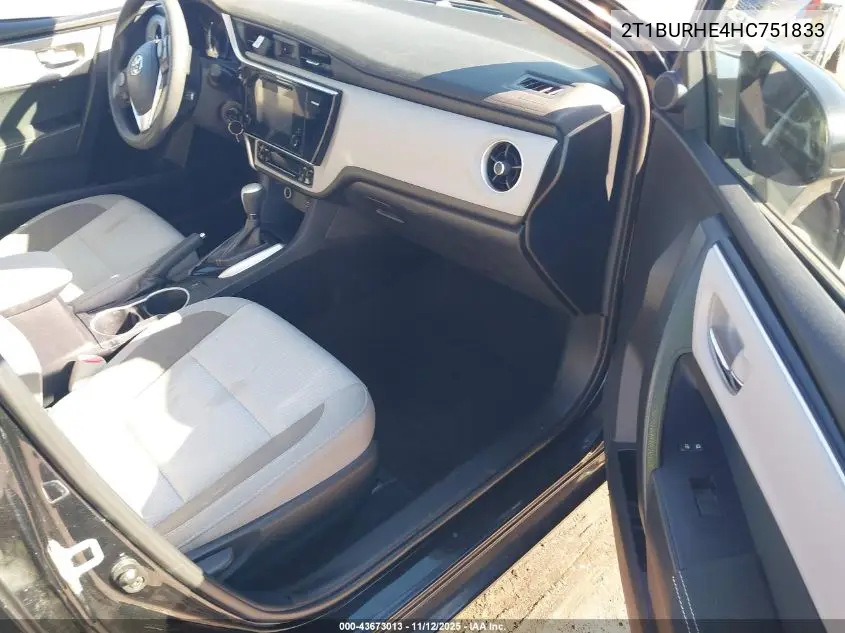2T1BURHE4HC751833 2017 Toyota Corolla Le