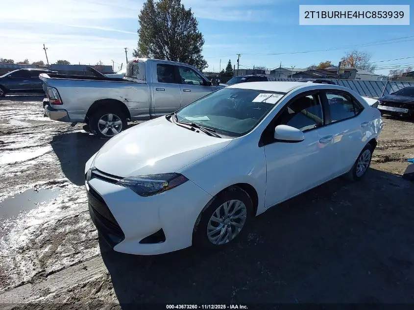 2T1BURHE4HC853939 2017 Toyota Corolla Le