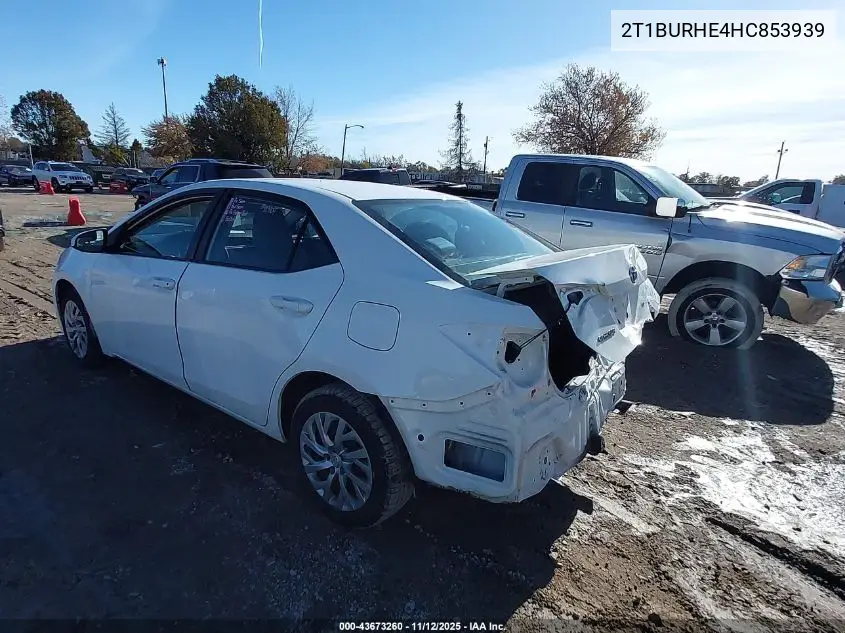 2T1BURHE4HC853939 2017 Toyota Corolla Le