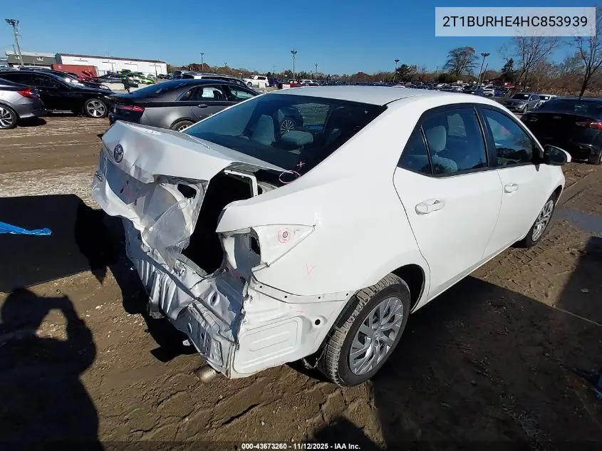 2T1BURHE4HC853939 2017 Toyota Corolla Le