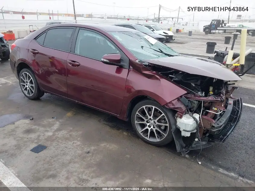 5YFBURHE1HP643864 2017 Toyota Corolla Se Special Edition