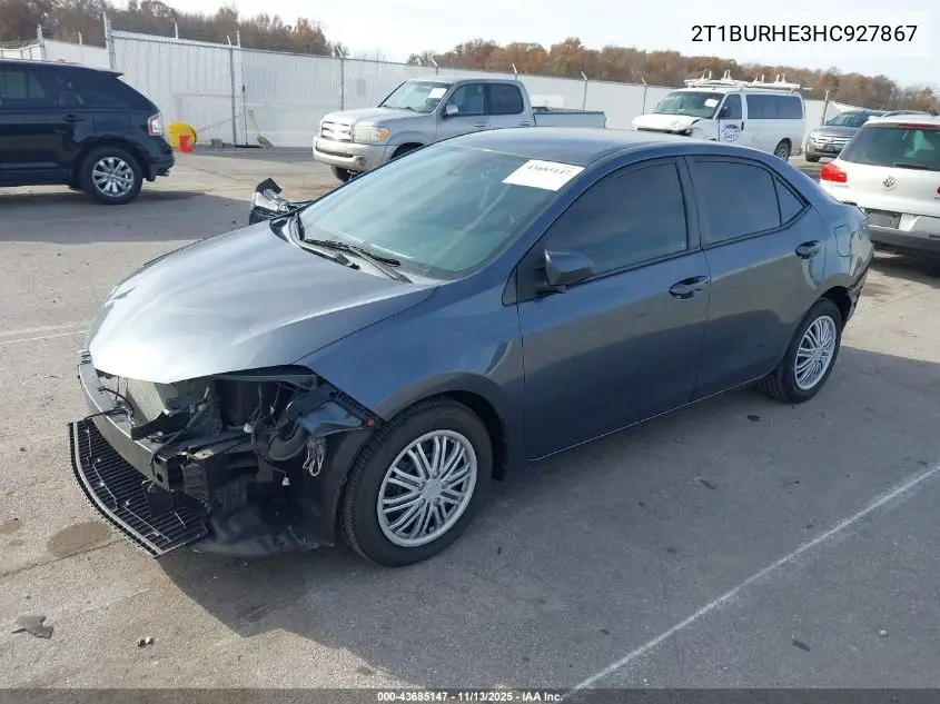 2T1BURHE3HC927867 2017 Toyota Corolla Le