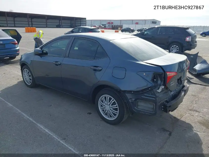 2T1BURHE3HC927867 2017 Toyota Corolla Le
