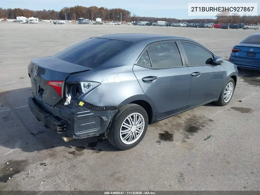 2T1BURHE3HC927867 2017 Toyota Corolla Le