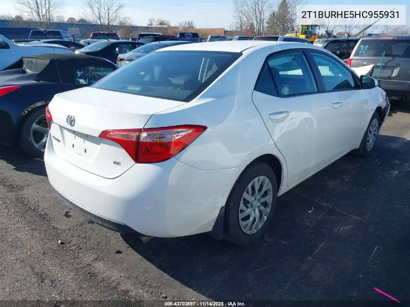 2T1BURHE5HC955931 2017 Toyota Corolla Le