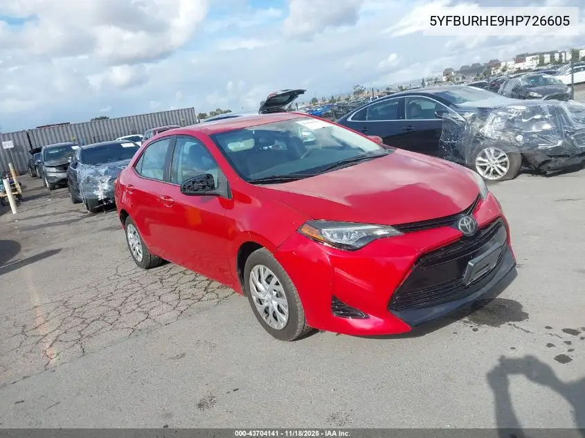5YFBURHE9HP726605 2017 Toyota Corolla Le