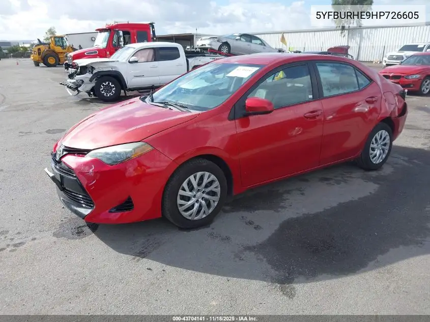 5YFBURHE9HP726605 2017 Toyota Corolla Le