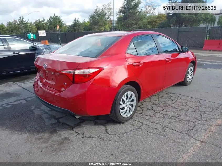 5YFBURHE9HP726605 2017 Toyota Corolla Le