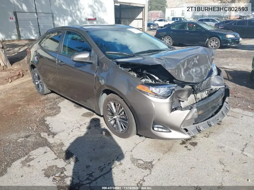2T1BURHE3HC802593 2017 Toyota Corolla Le