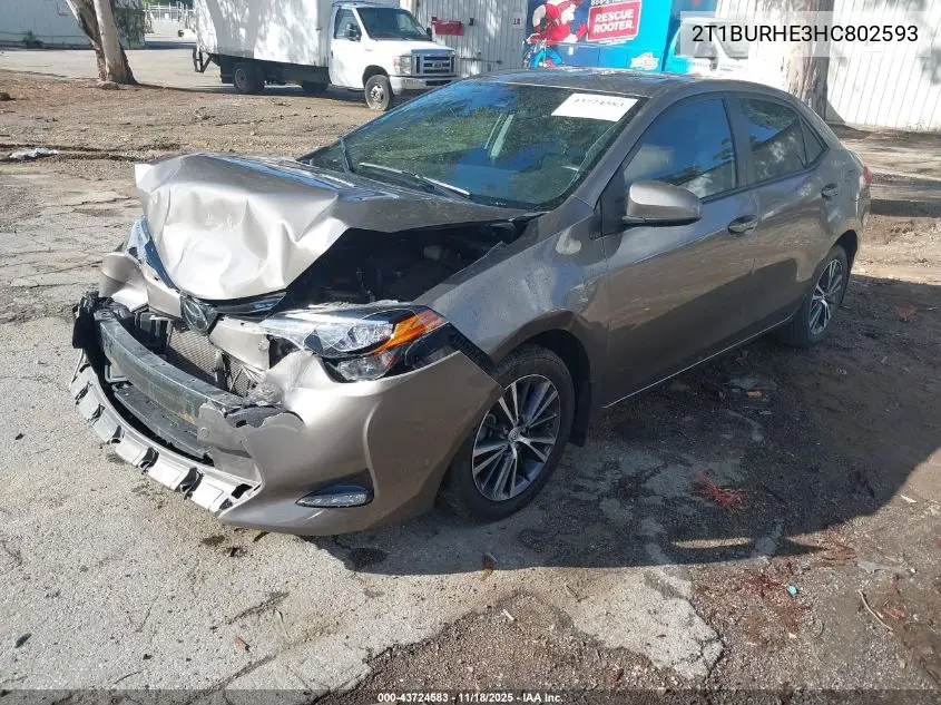 2T1BURHE3HC802593 2017 Toyota Corolla Le