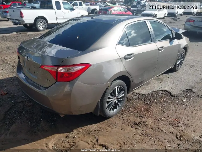 2T1BURHE3HC802593 2017 Toyota Corolla Le