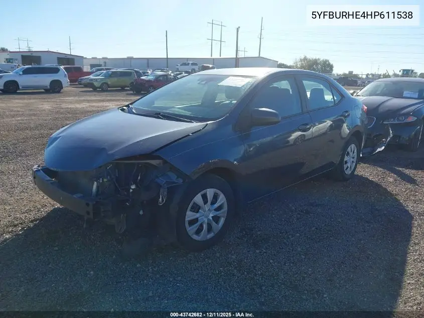 5YFBURHE4HP611538 2017 Toyota Corolla L