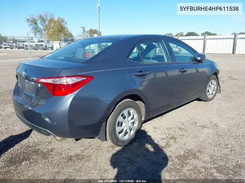 5YFBURHE4HP611538 2017 Toyota Corolla L