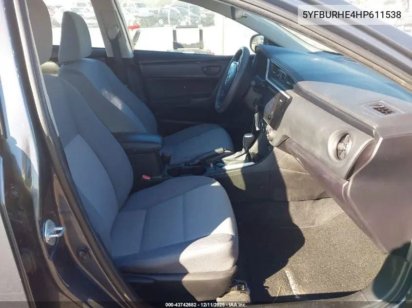5YFBURHE4HP611538 2017 Toyota Corolla L