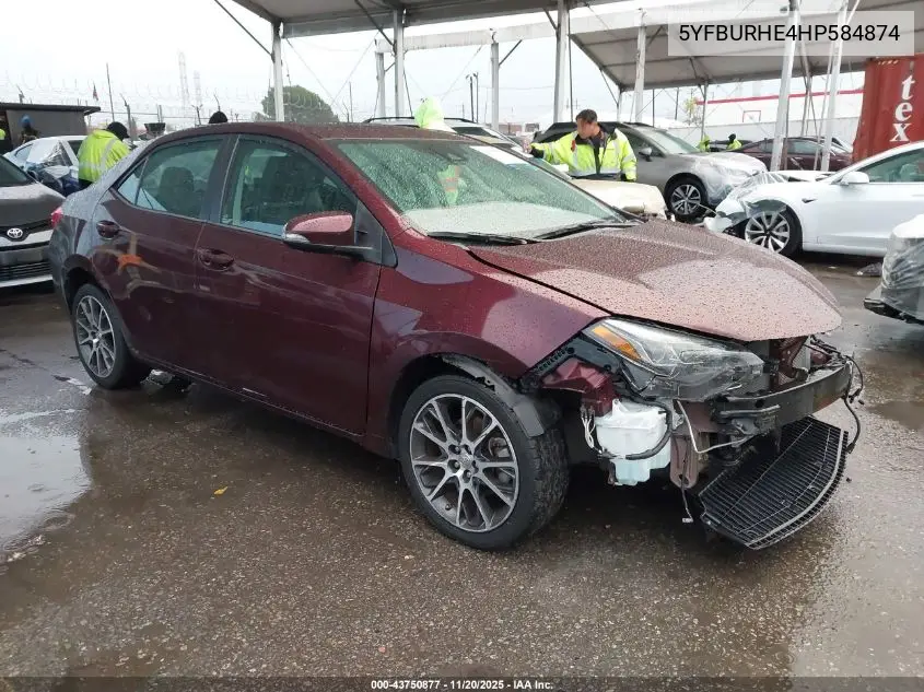5YFBURHE4HP584874 2017 Toyota Corolla Se Special Edition