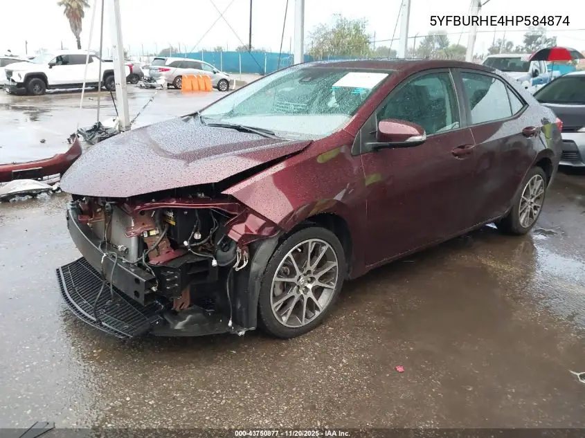 5YFBURHE4HP584874 2017 Toyota Corolla Se Special Edition