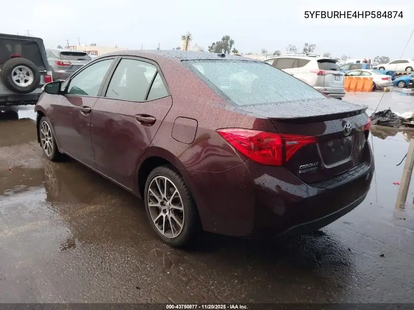 5YFBURHE4HP584874 2017 Toyota Corolla Se Special Edition