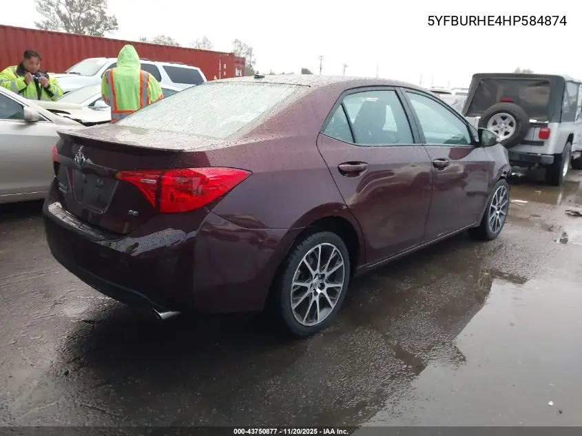 5YFBURHE4HP584874 2017 Toyota Corolla Se Special Edition