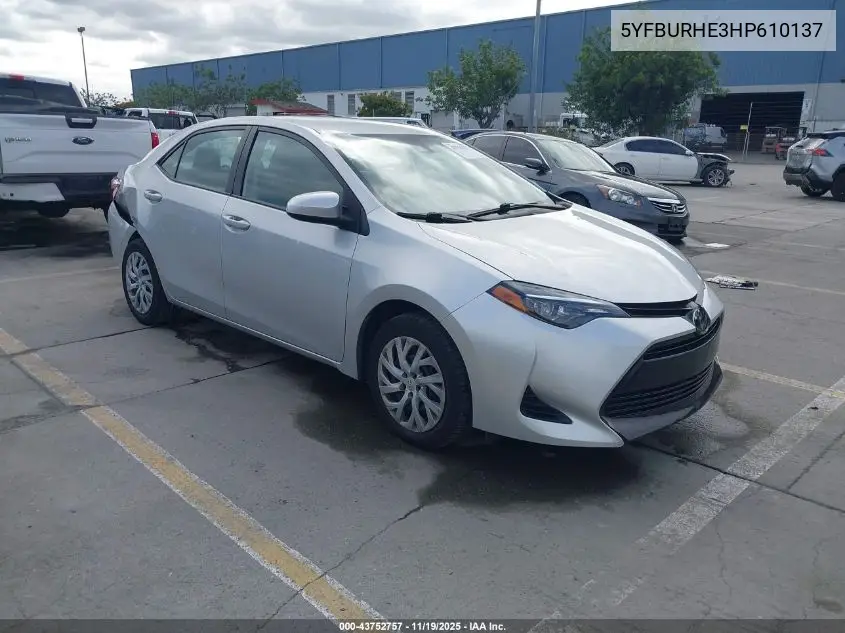5YFBURHE3HP610137 2017 Toyota Corolla Le