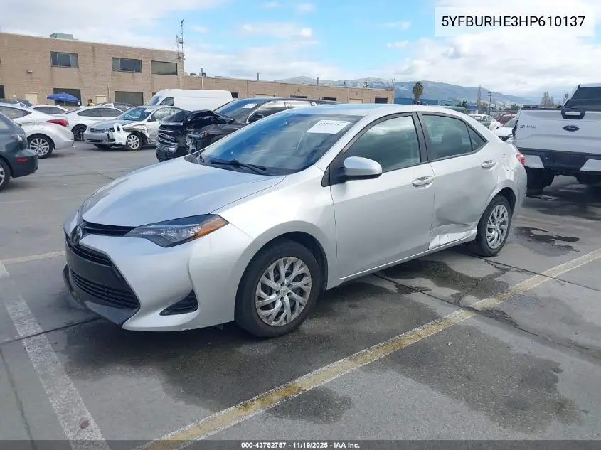 5YFBURHE3HP610137 2017 Toyota Corolla Le