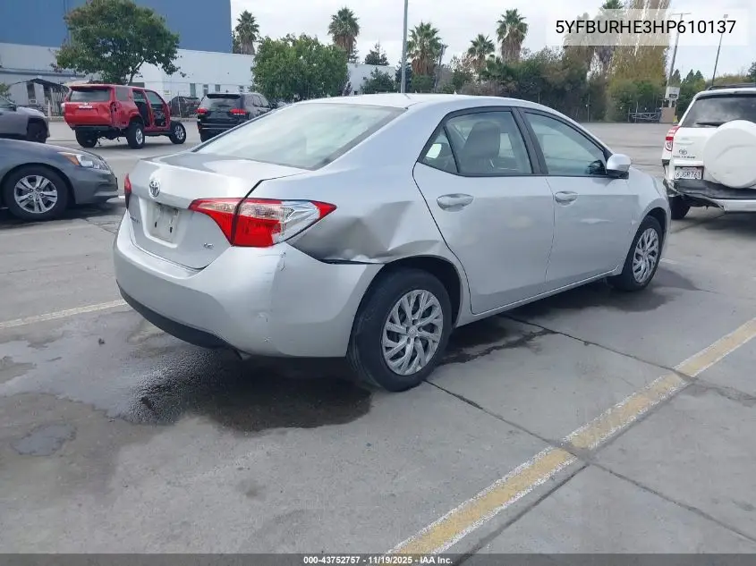 5YFBURHE3HP610137 2017 Toyota Corolla Le